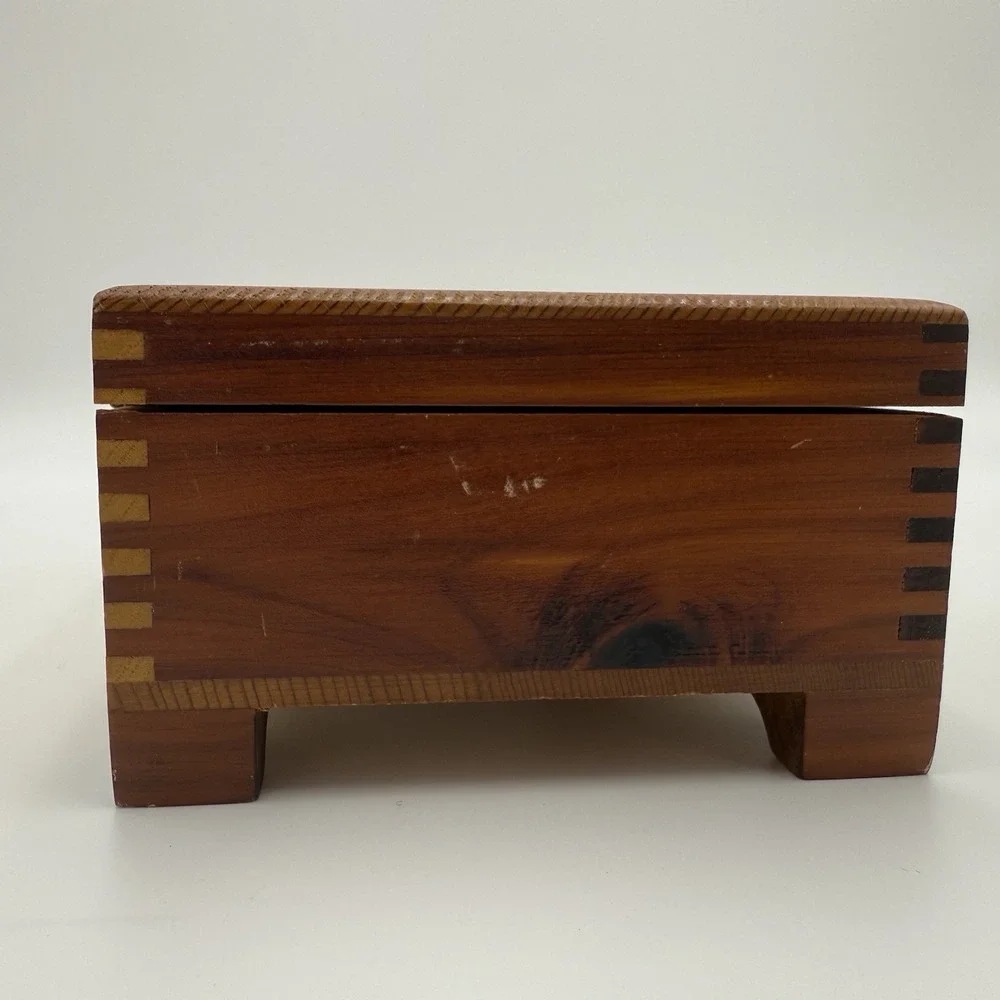 Vintage Cedar Jewelry Box, Sewing Box, Trinket Box or Stationary Box W/ Lock Key